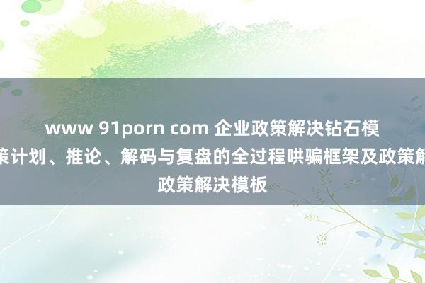 www 91porn com 企业政策解决钻石模子：政策计划、推论、解码与复盘的全过程哄骗框架及政策解决模板